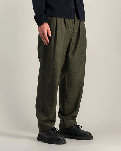 Double Pleats Flannel pants - Olive Melton