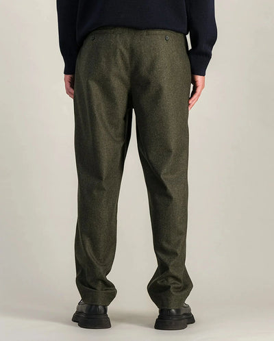 Double Pleats Flannel pants - Olive Melton