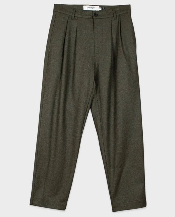 Double Pleats Flannel pants - Olive Melton