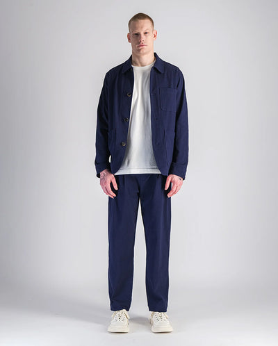 Double Pleats pants - navy seersucker