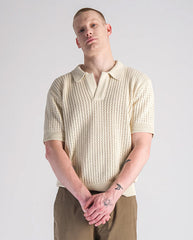 Mesh knitted polo - beige
