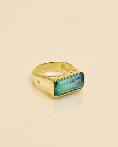 Osiris Apatite Art Deco Ring Silver/GP