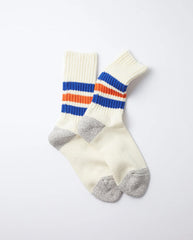 Coarse Ribbed Old School Crew Socks - Blue / Orange