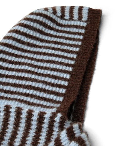 Tie Front Hood - Blue & Choc Stripe