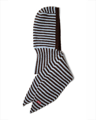Tie Front Hood - Blue & Choc Stripe