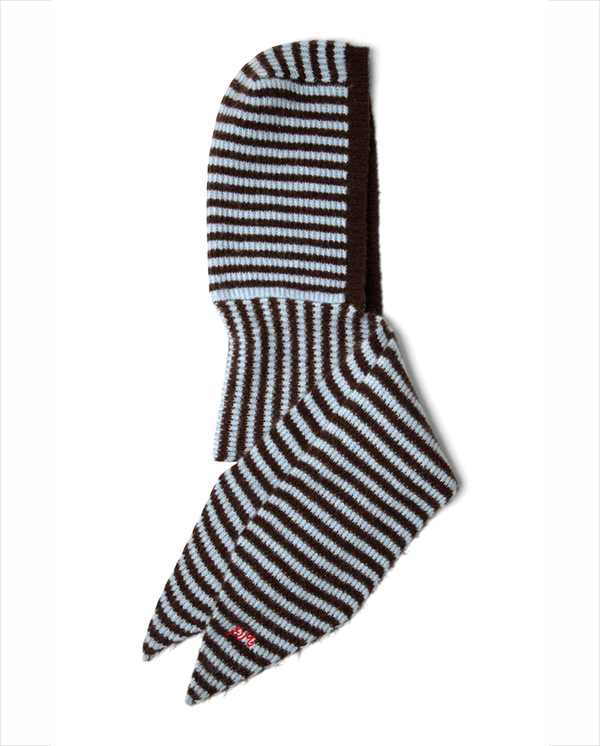 Tie Front Hood - Blue & Choc Stripe