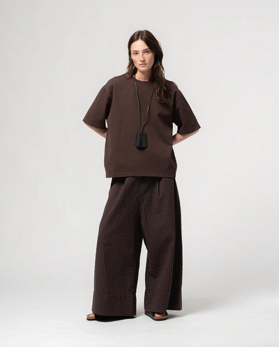 Seersucker Culotte - Coffee/Navy