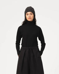 Rib Wool Turtle Neck - Black