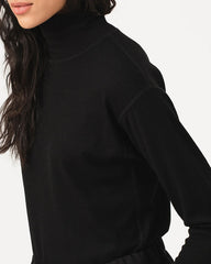 Rib Wool Turtle Neck - Black