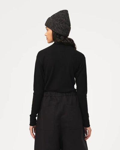 Rib Wool Turtle Neck - Black