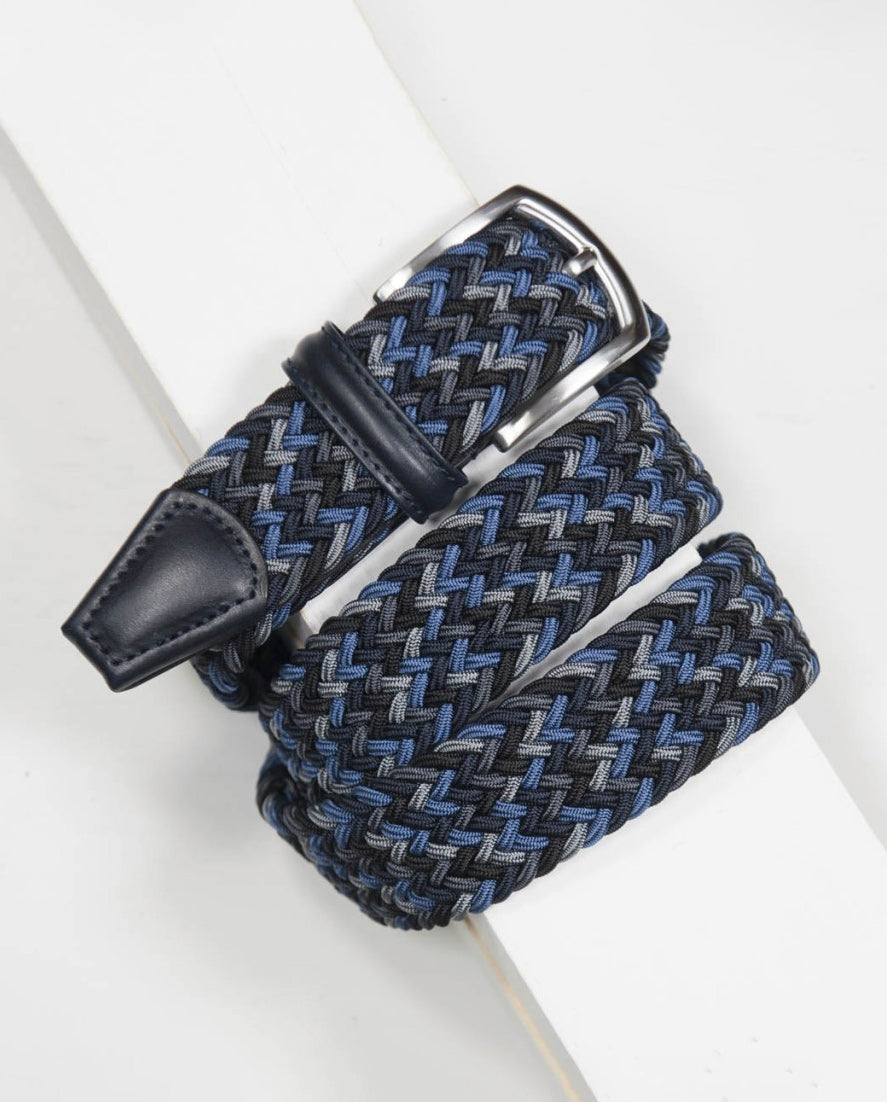 Woven Belt Gry/Blk/Blu