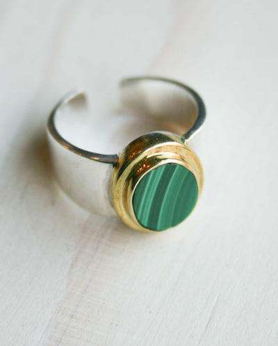 Lima Cabochon Malachite Ring SILVER