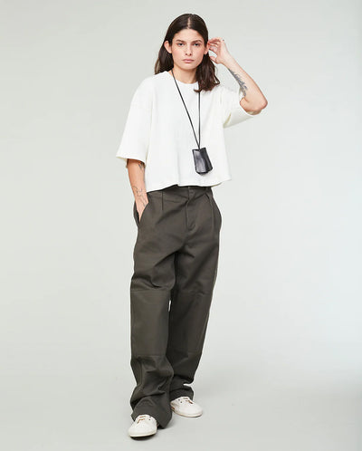 Big T Cropped Waffle Tee Offwhite