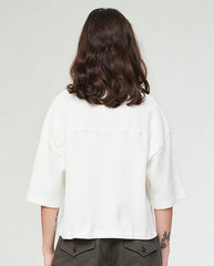 Big T Cropped Waffle Tee Offwhite